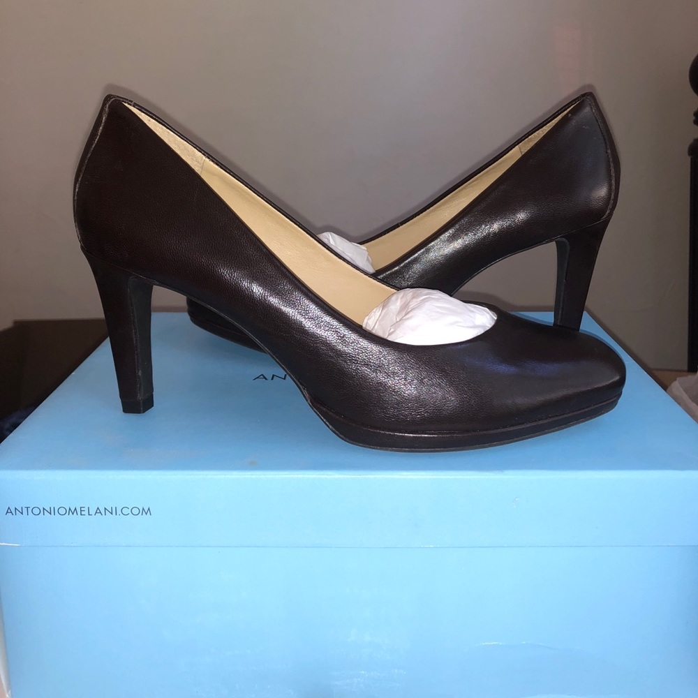 Antonio Melani chocolate brown leather heels - sz8